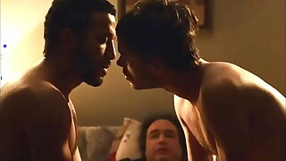 Éric Bernard and Félix Maritaud in a sexy andf hot gay kiss from movie Sauvage