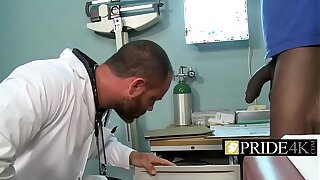 Kinky gay doctor checking royal black rod